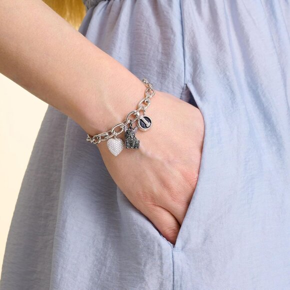 Sterling Gold Bulldog Black charm plated option cubic zirconia Necklace Jewelry - Picture 2 of 5